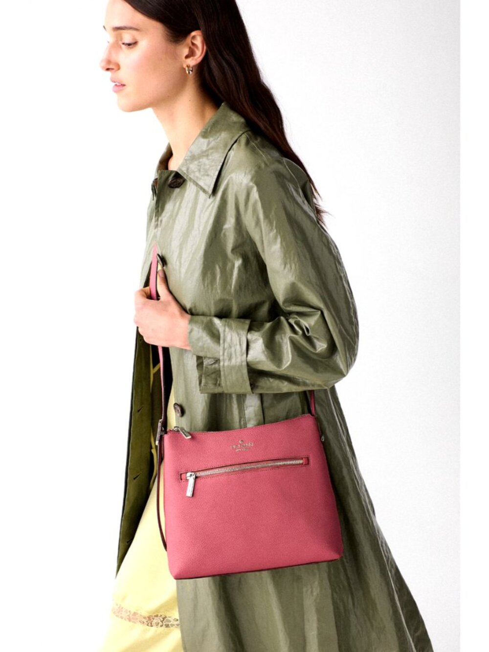 New Kate Spade 454 Large Swingpack Buckle Crossbody Pebble Leather Red Jasper
